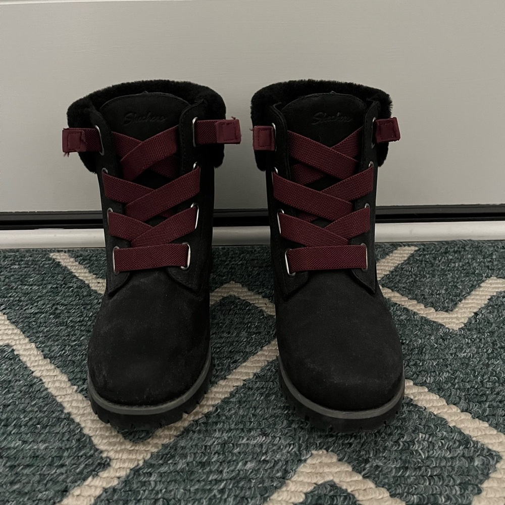 Skechers Black and Burgundy Boots